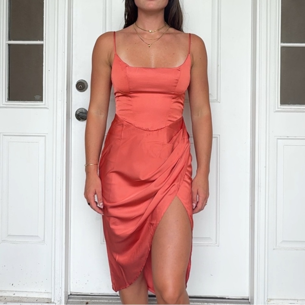 Hello Molly Coral Midi Dress